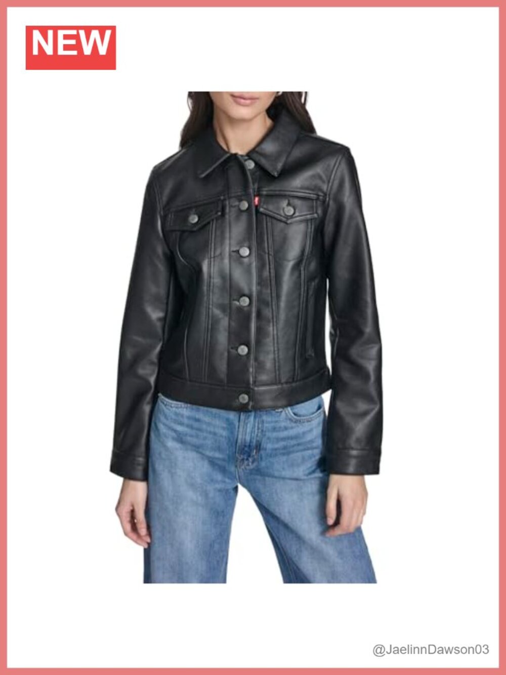 Faux Leather Classic Trucker Jacket Lightweight Puff Sleeve Casual Layer